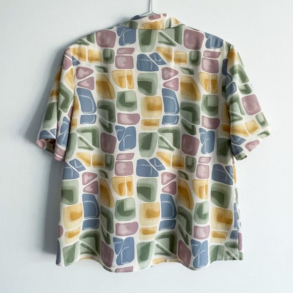 Vintage Tradition Sears Short-Sleeve Abstract Pastel Pattern Light Blouse Sz 16 - Picture 6 of 8